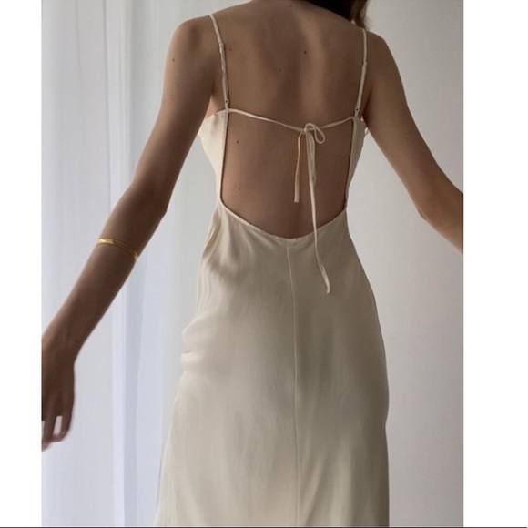Vintage Y2K Backless 100% Silk Dress Mesh Bodice Beaded Silk Dress - Picture 14 of 16